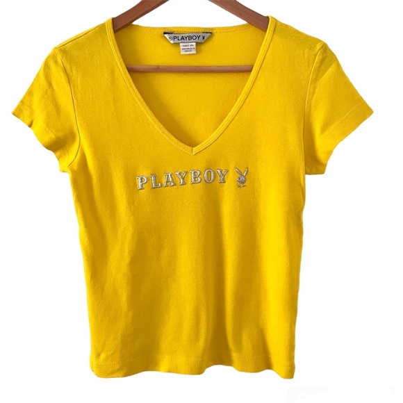 Playboy bunny yellow v neck top 💛​ - Picture 1 of 3